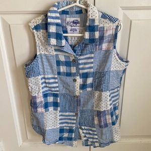 Girl’s Button Down Patchwork Top